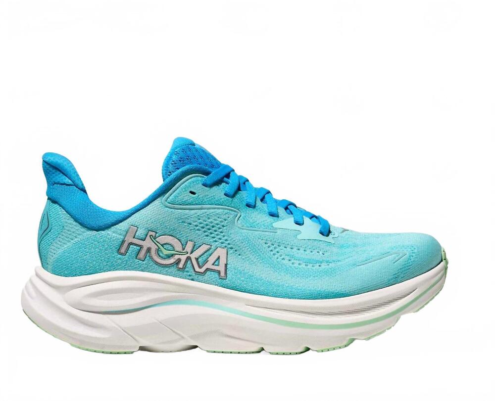 NEW HOKA women's clifton 10 shoes in skyward blue cielo blue